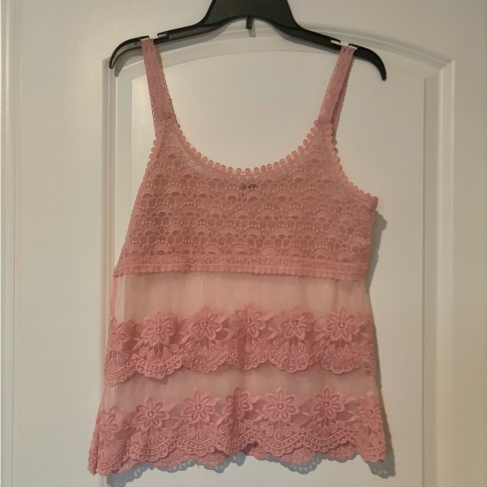 Poof! Pink Lace Floral Top
